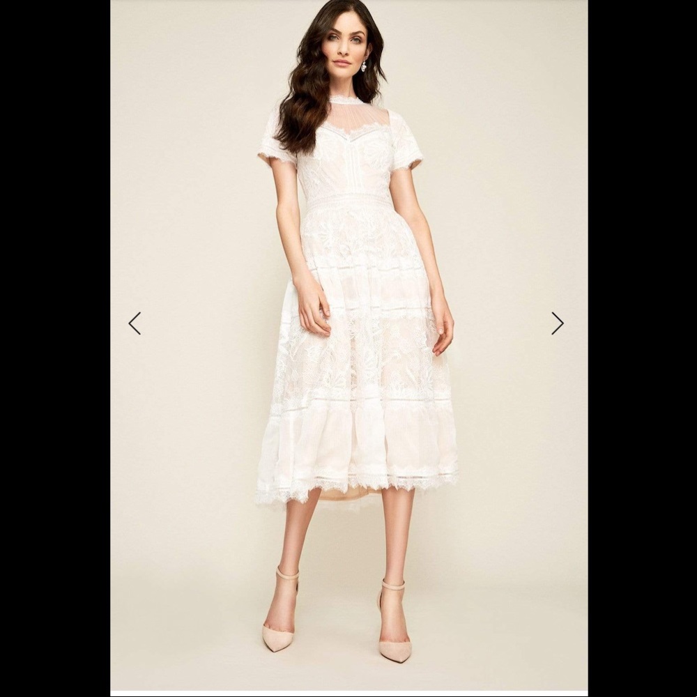 NWOT Tadashi Shoji illusion neckline lace dress